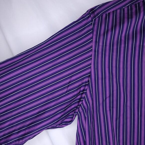 Bugatchi Shirt Mens Large Striped Purple - Picture 3 of 12
